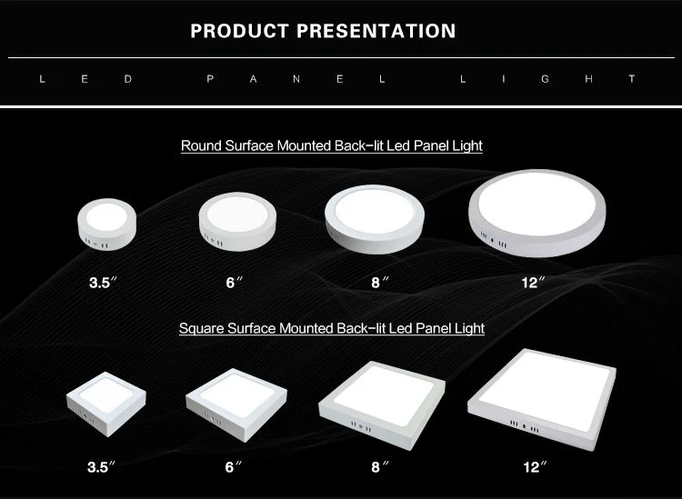 Factory Direct Backlit Lighting Surface Mounted Square Ceiling Panel Lighting Lamp 6W 12W 18W 24W Recessed Round LED Panel Light